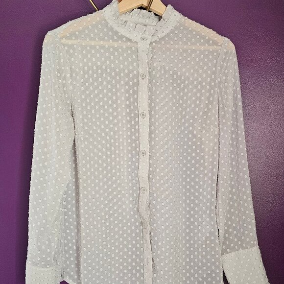 Banana Republic Factory Sheer Mock Neck Blouse - Size M - Picture 1 of 5